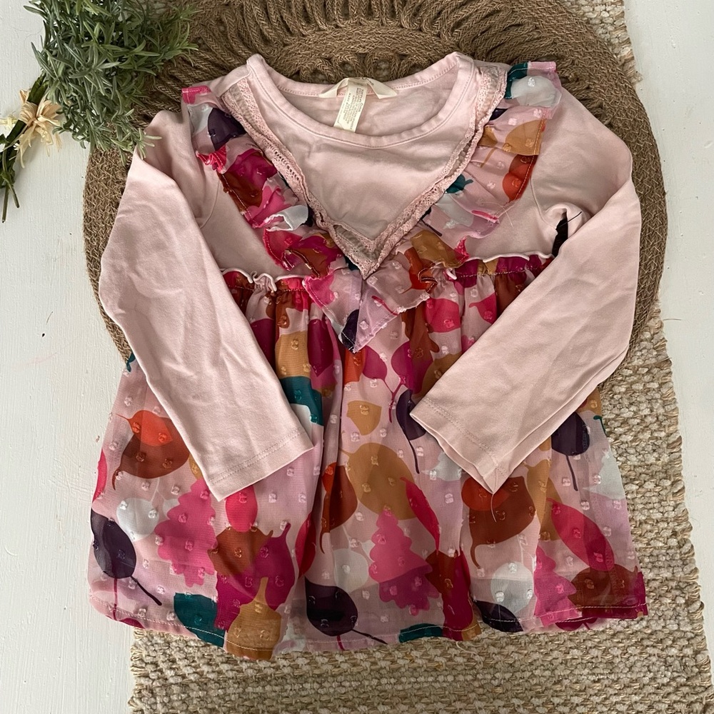 Matilda Jane Pink and Multicolor Long Sleeve Top Sz 2